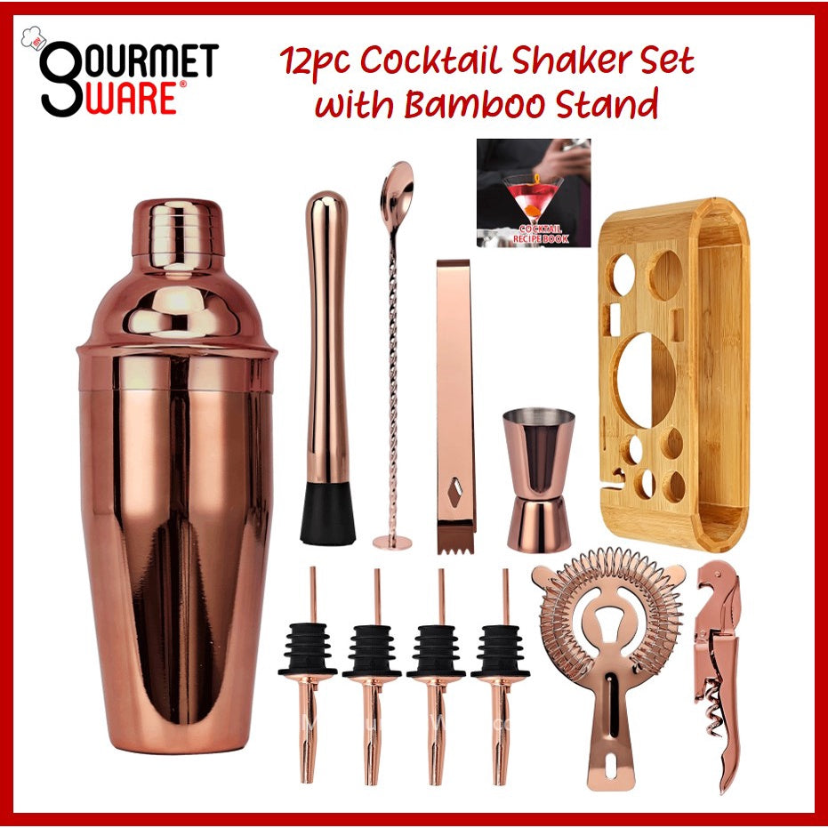 12pc Bartender Gift Box Set | Stainless Steel Cocktail Maker Shaker | Bartending Accessories
