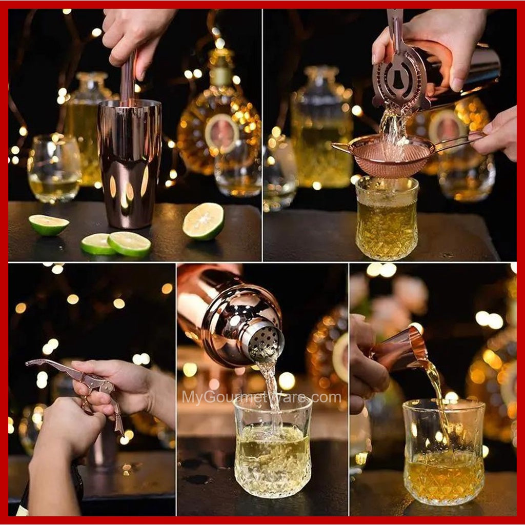 12pc Bartender Gift Box Set | Stainless Steel Cocktail Maker Shaker | Bartending Accessories