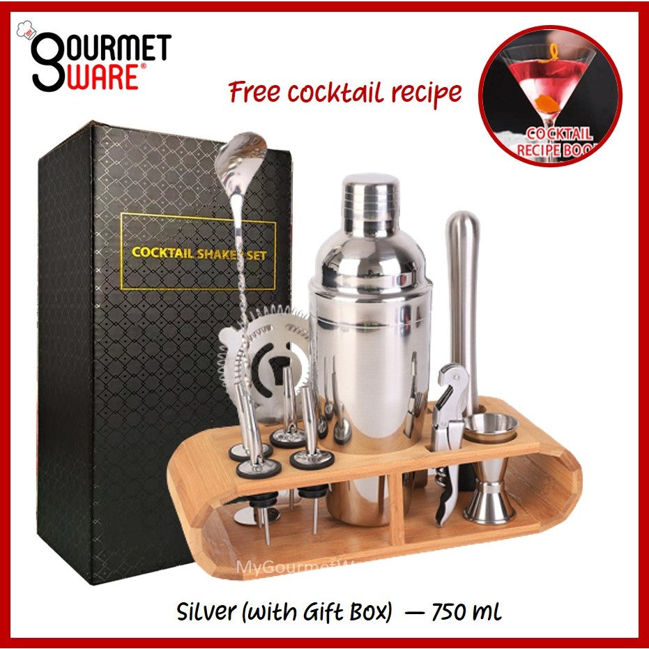 12pc Bartender Gift Box Set | Stainless Steel Cocktail Maker Shaker | Bartending Accessories