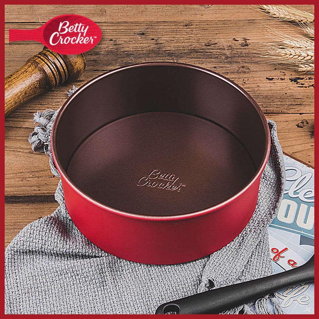 [SG Stock] Betty Crocker Maple Red Non-Stick Extra Deep 8 inch Round Baking Pan with Removable Bottom | Carbon Steel