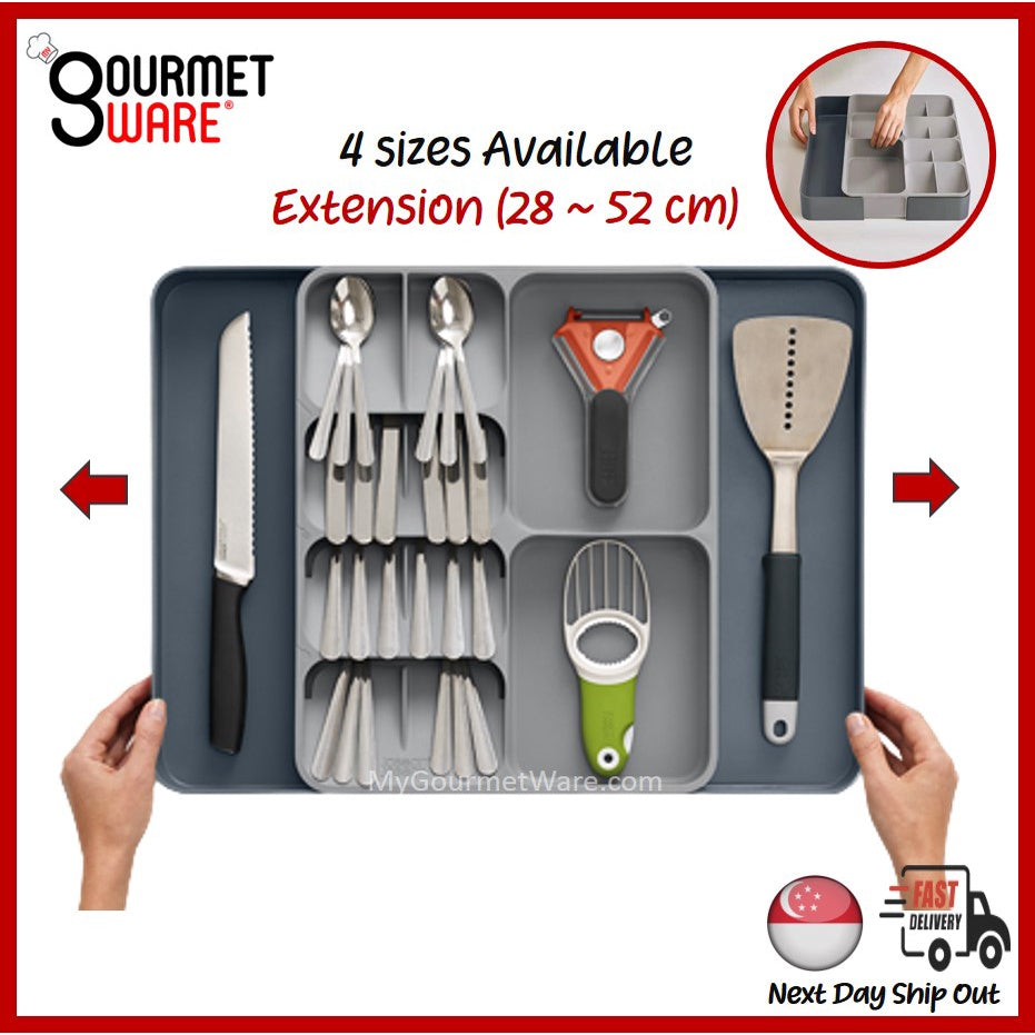 [SG Stock] Expandable Kitchen Drawer Organiser Tray | Cutlery Holder Utensils Organizer | Fork Spoon Knives Storage
