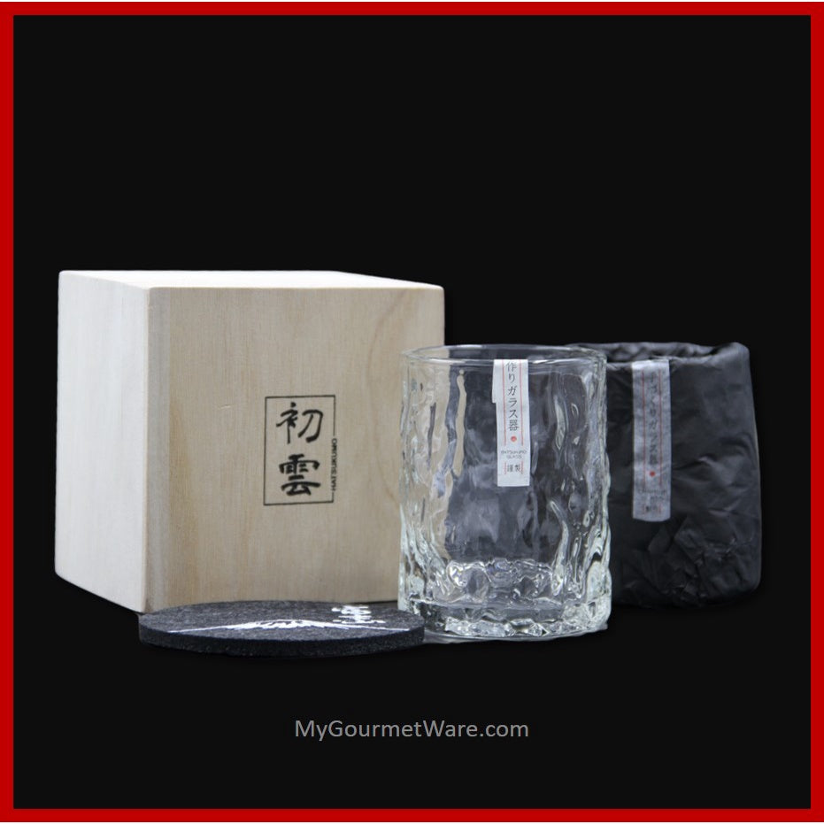 [SG Stock] Handcrafted Japanese Hatsu Kumo Whisky Glass Set with Wooden Gift Box | Crystal Whiskey Glasses