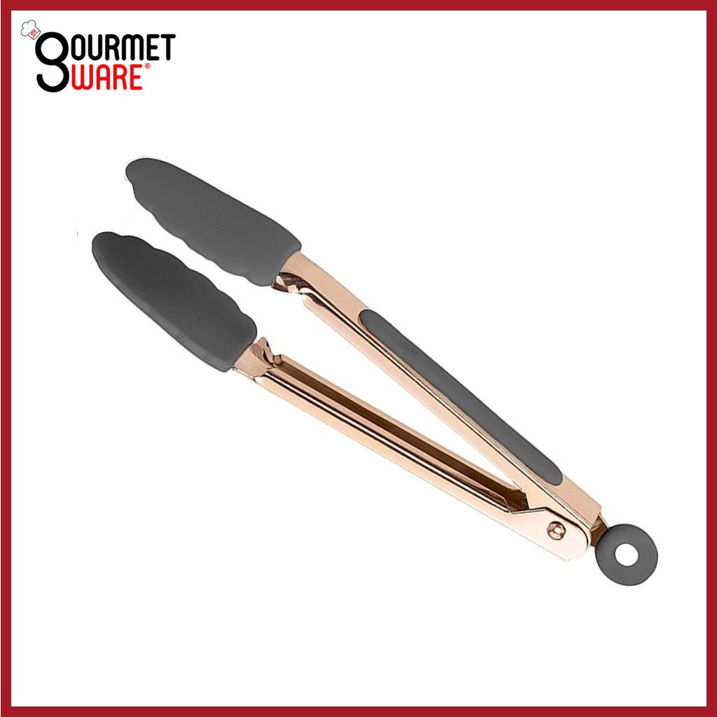 [SG Stock] Premium Rose Gold Kitchen Tongs | BPA Free Non-Stick Silicone Food Tong | Stainless Steel Rust Proof Cooking