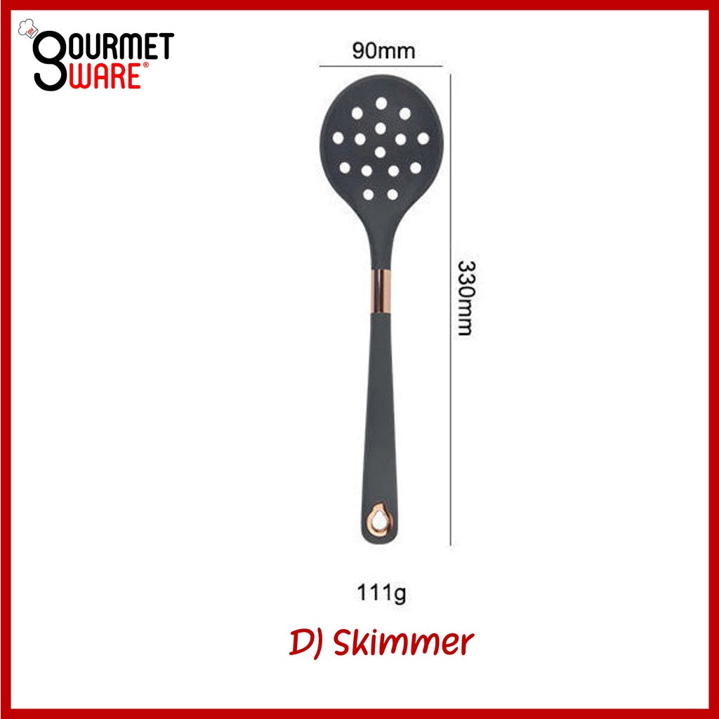 [SG Stock] Rose Gold rim Silicon Kitchen Utensil Set | Non-Stick | Heat Resistant Cookware