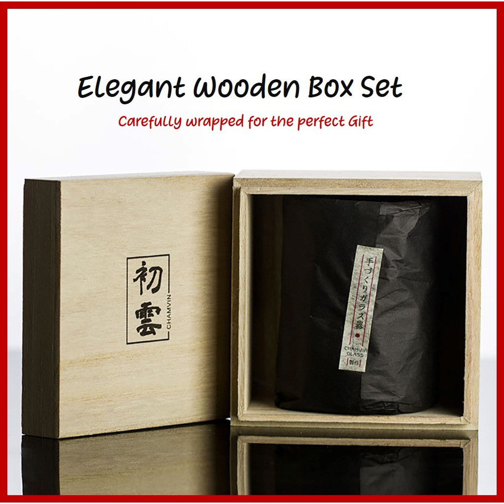 [SG Stock] Handcrafted Japanese Hatsu Kumo Whisky Glass Set with Wooden Gift Box | Crystal Whiskey Glasses