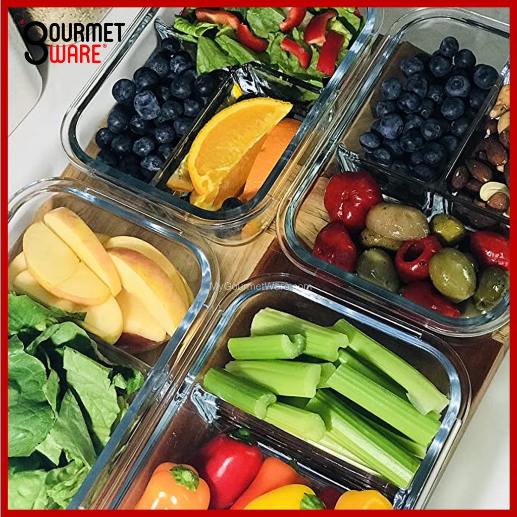 [SG Stock] Glass Lunch Box with Cutlery Storage | BPA Free and Leak Proof | Meal Prep Bento Box | Microwave Safe