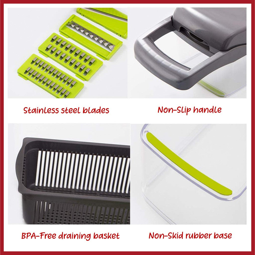 [SG Stock] 13 in 1 Multi-Functional Food Chopper Vegetable Cutter Garlic Chopper Dicer Grater Mandoline Slicer