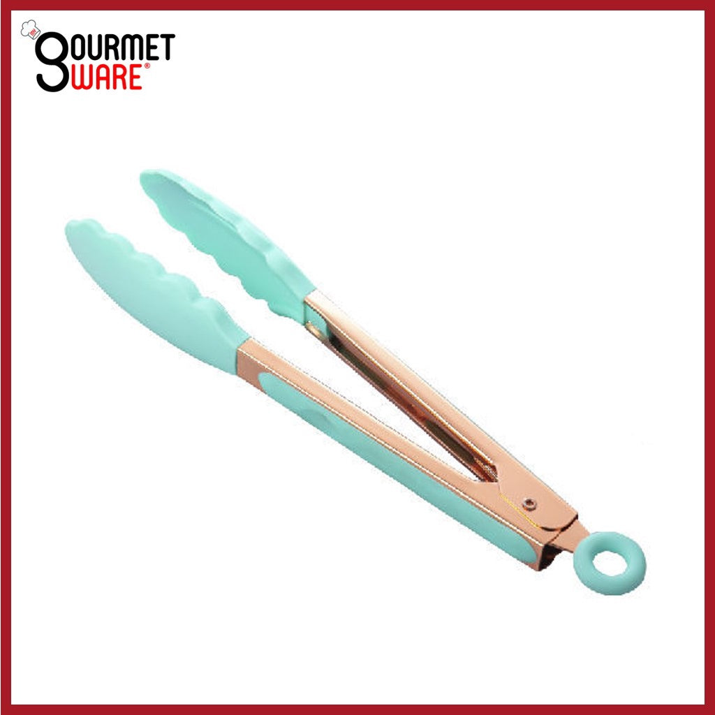 [SG Stock] Premium Rose Gold Kitchen Tongs | BPA Free Non-Stick Silicone Food Tong | Stainless Steel Rust Proof Cooking