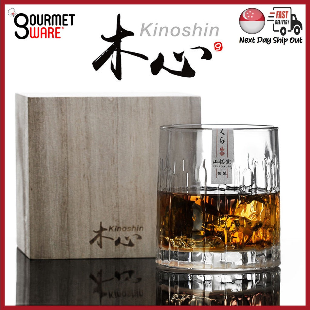 [SG Stock] Handcrafted Japanese Kinoshin Whisky Glass Set with Wooden Gift Box | Crystal Whiskey Glasses