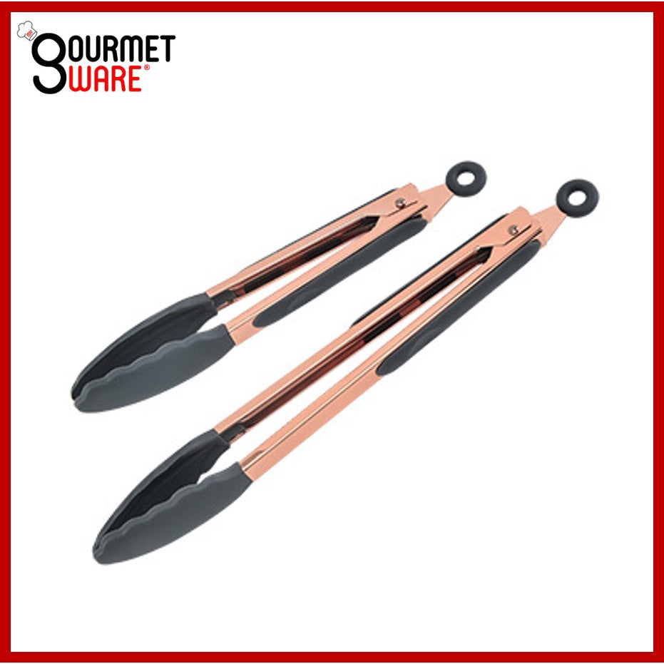 [SG Stock] Premium Rose Gold Kitchen Tongs | BPA Free Non-Stick Silicone Food Tong | Stainless Steel Rust Proof Cooking