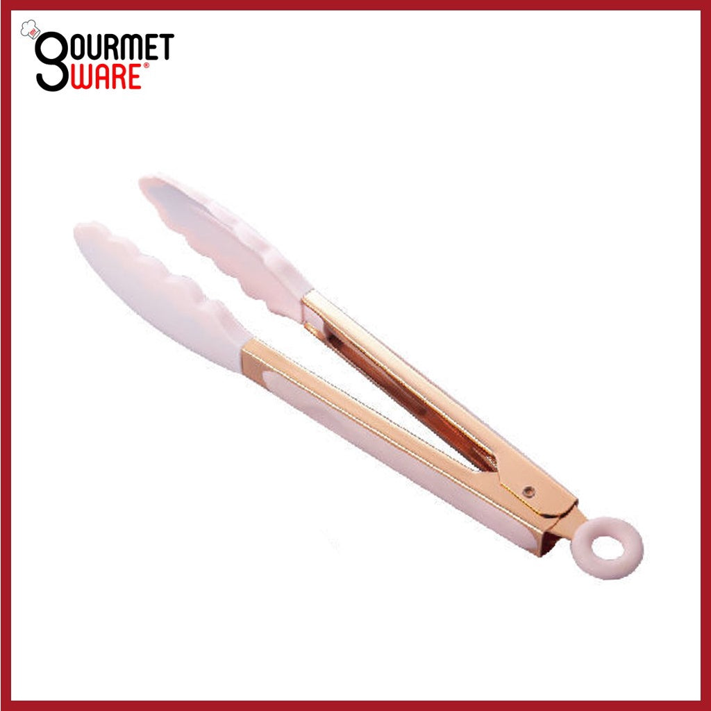[SG Stock] Premium Rose Gold Kitchen Tongs | BPA Free Non-Stick Silicone Food Tong | Stainless Steel Rust Proof Cooking