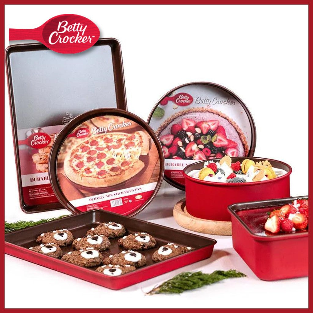 [SG Stock] Betty Crocker Maple Red Non-Stick Extra Deep 8 inch Round Baking Pan with Removable Bottom | Carbon Steel