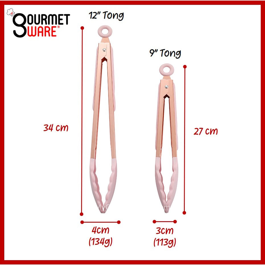 [SG Stock] Premium Rose Gold Kitchen Tongs | BPA Free Non-Stick Silicone Food Tong | Stainless Steel Rust Proof Cooking