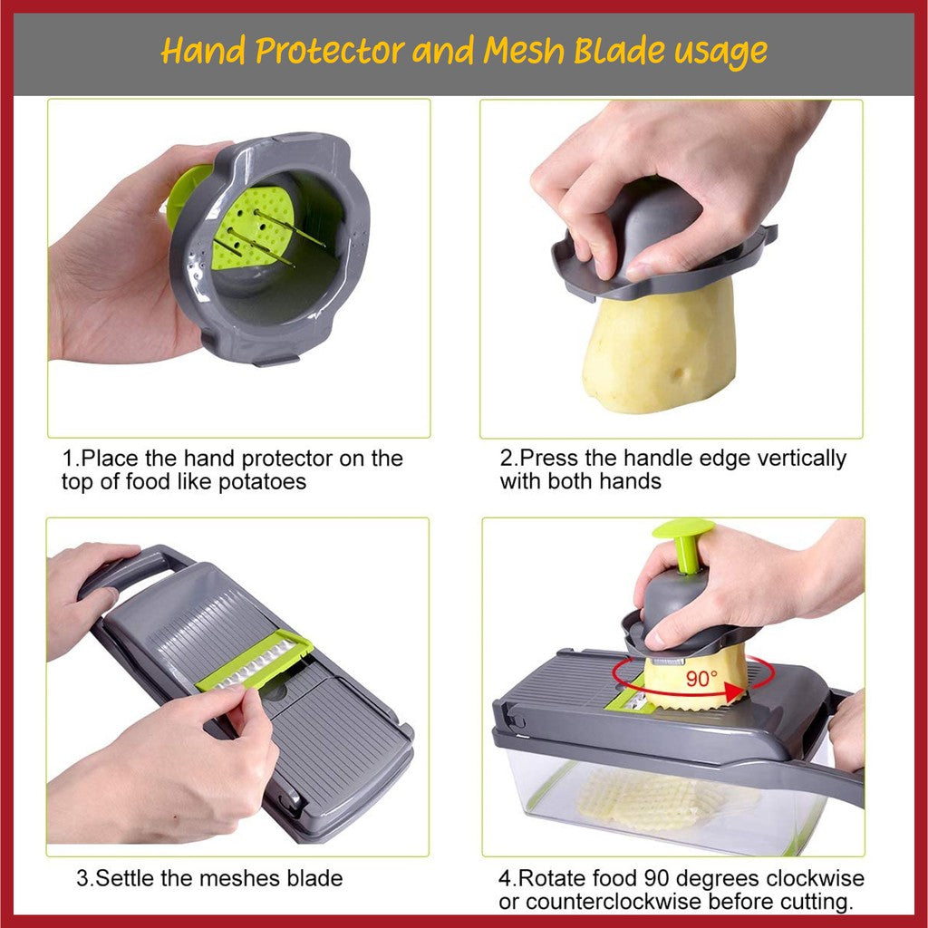 [SG Stock] 13 in 1 Multi-Functional Food Chopper Vegetable Cutter Garlic Chopper Dicer Grater Mandoline Slicer