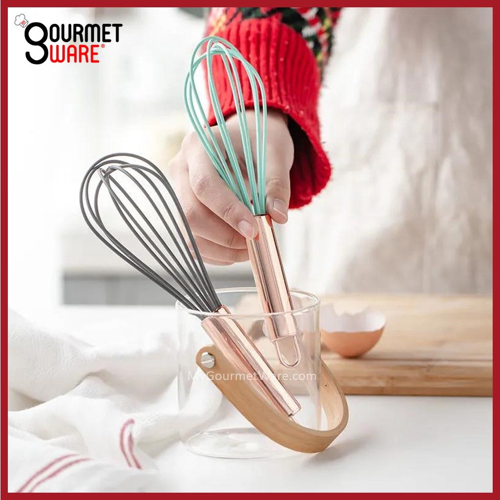 [SG Stock] Rose Gold Silicone Whisk and Tong | BPA Free Non-Stick Stainless Steel Heat Resistant | Bakeware Egg Beater