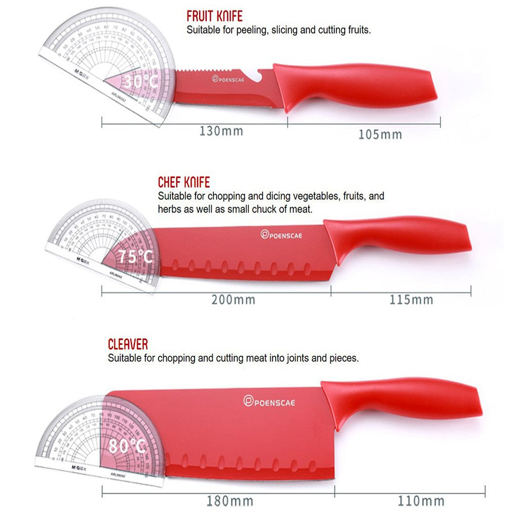 [SG Stock] 7pc All-In-One Complete Kitchen Knives Set | Acrylic Knife Rack | Stainless Steel Knives | Chopping Board