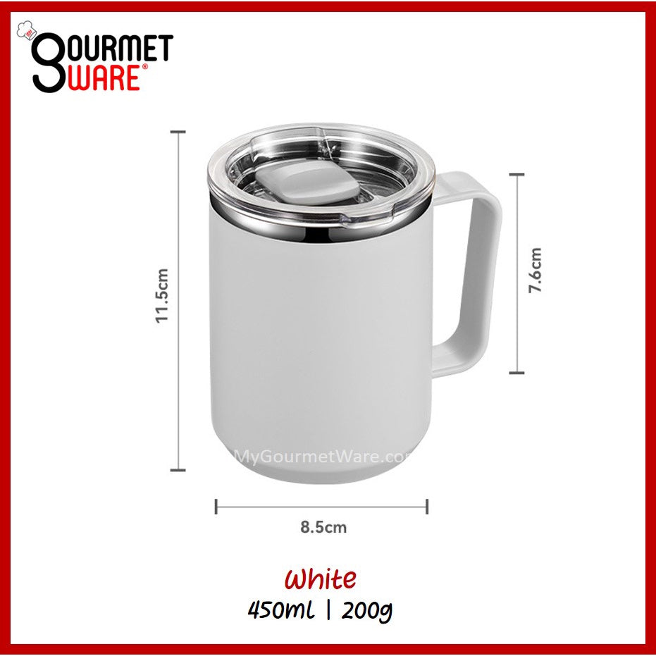 [SG Stock] Stainless Steel Mug with Sliding Lid 450ml | Coffee Cup Travel Tumbler | Minimalist Cup