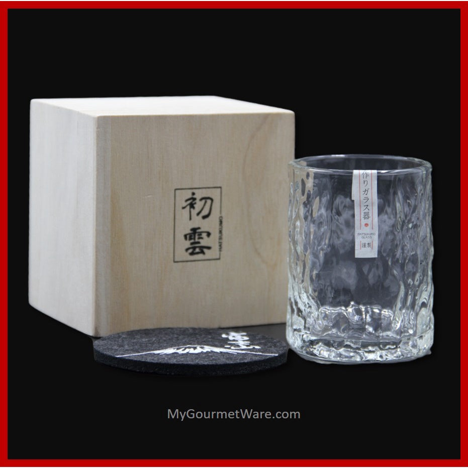 [SG Stock] Handcrafted Japanese Hatsu Kumo Whisky Glass Set with Wooden Gift Box | Crystal Whiskey Glasses