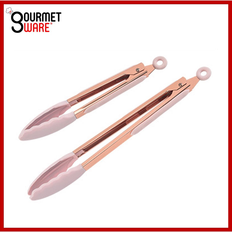 [SG Stock] Premium Rose Gold Kitchen Tongs | BPA Free Non-Stick Silicone Food Tong | Stainless Steel Rust Proof Cooking