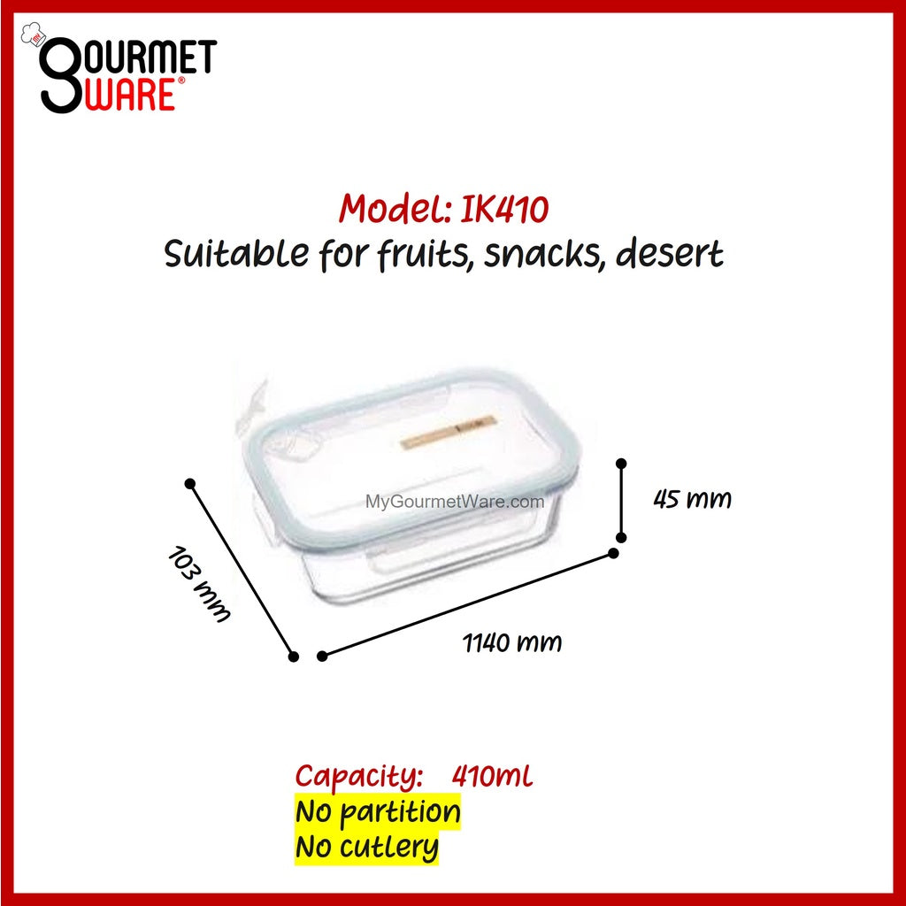 [SG Stock] Glass Lunch Box with Cutlery Storage | BPA Free and Leak Proof | Meal Prep Bento Box | Microwave Safe