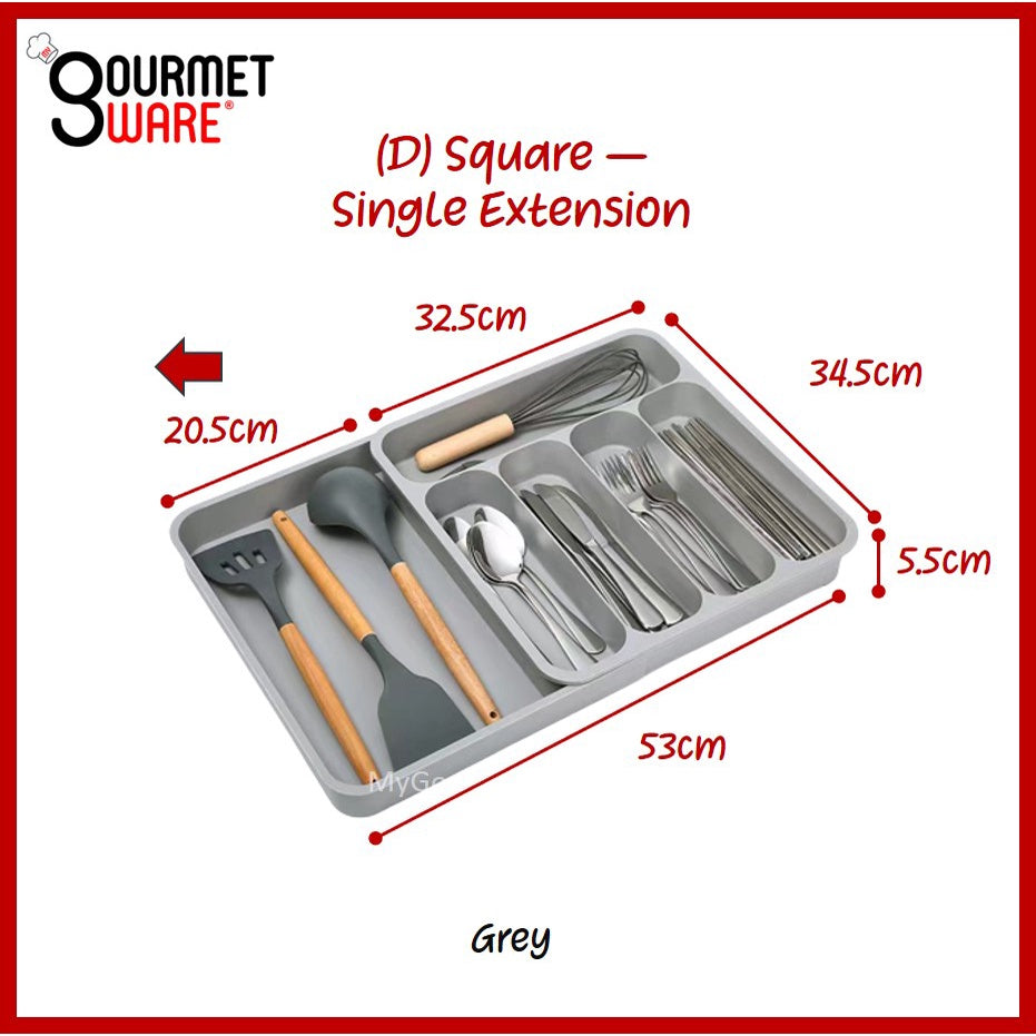[SG Stock] Expandable Kitchen Drawer Organiser Tray | Cutlery Holder Utensils Organizer | Fork Spoon Knives Storage