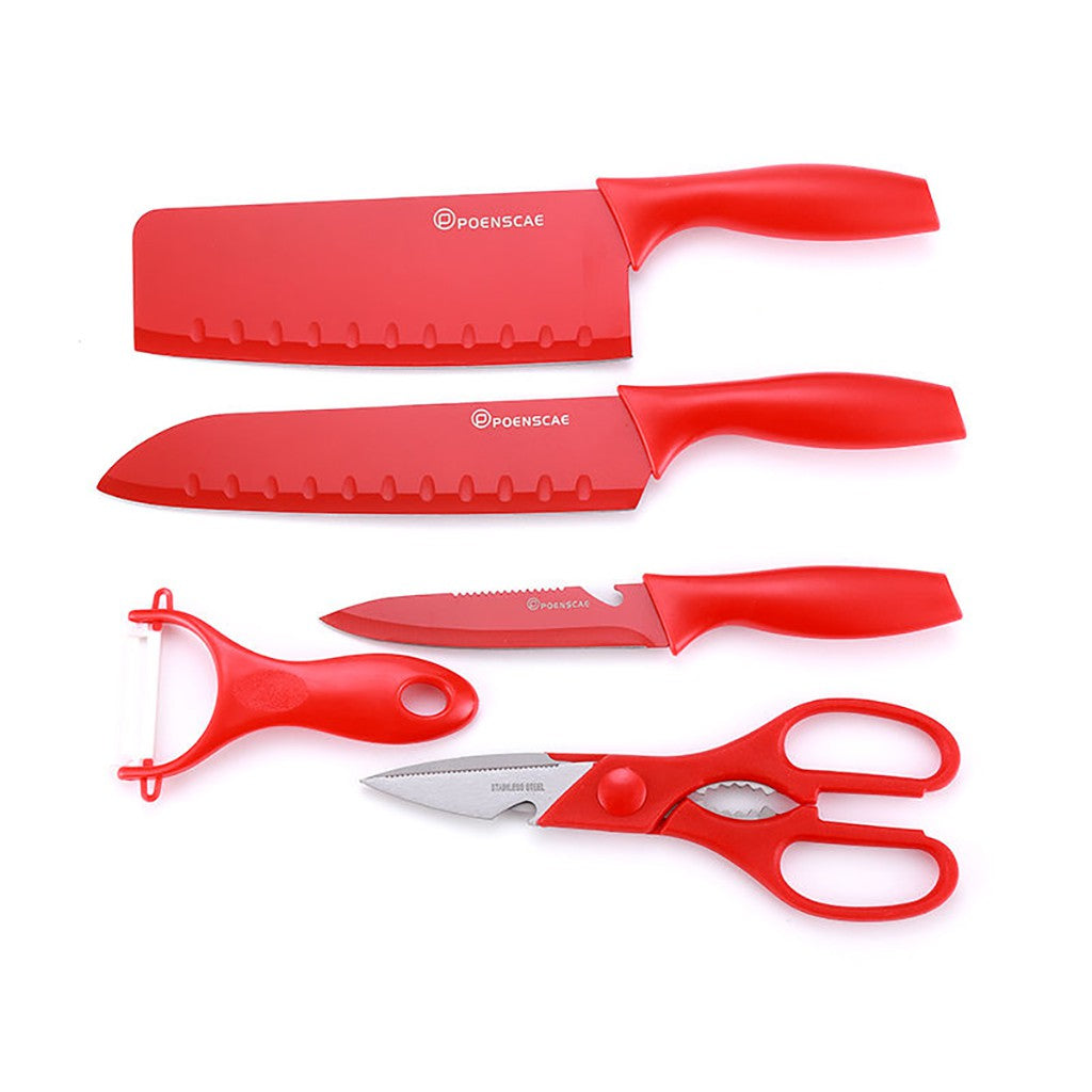[SG Stock] 7pc All-In-One Complete Kitchen Knives Set | Acrylic Knife Rack | Stainless Steel Knives | Chopping Board
