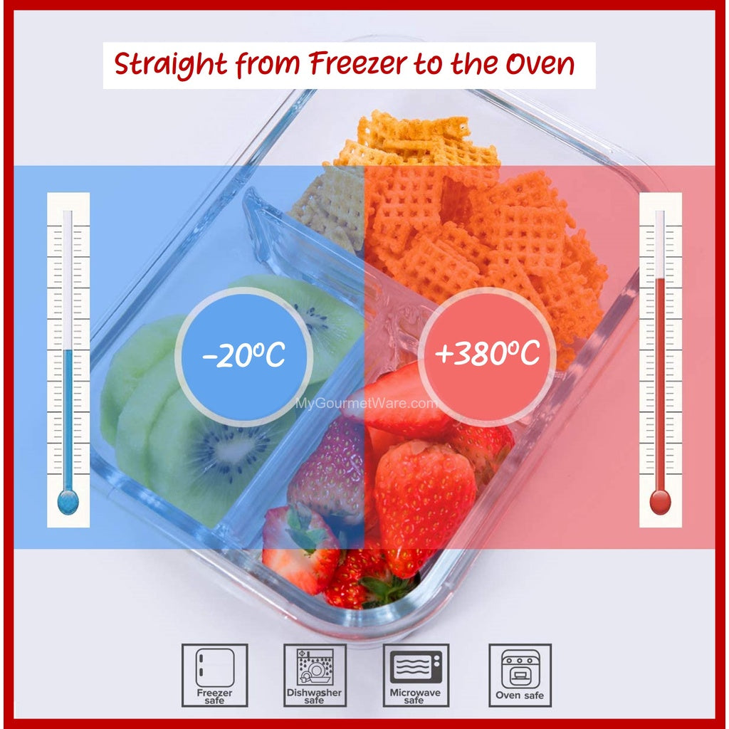 [SG Stock] Glass Lunch Box with Cutlery Storage | BPA Free and Leak Proof | Meal Prep Bento Box | Microwave Safe