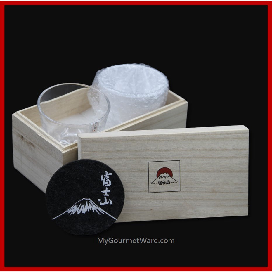 [SG Stock] Mt Fuji handcrafted Japanese Whisky Glass with Wooden Gift Box Set | Crystal Whiskey Glasses