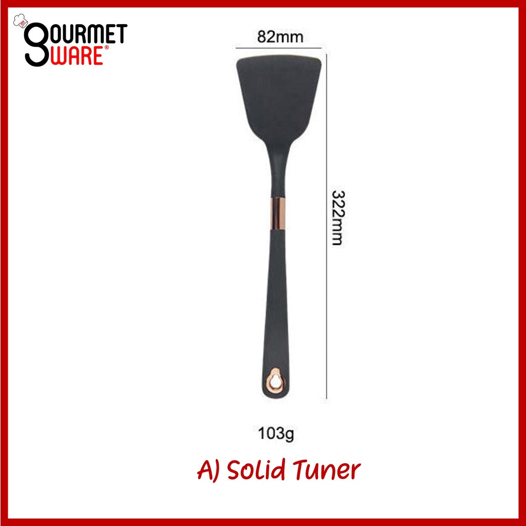 [SG Stock] Rose Gold rim Silicon Kitchen Utensil Set | Non-Stick | Heat Resistant Cookware