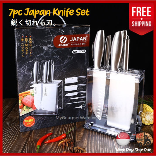 [SG Stock] 7 PCS *ASAKH * JAPAN Stainless Steel Kitchen Knife Set