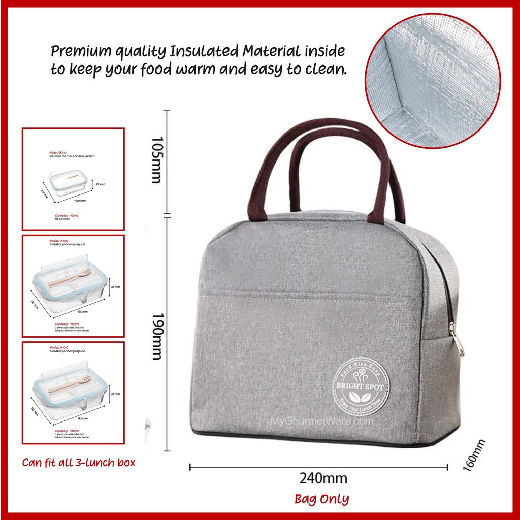 [SG Stock] Glass Lunch Box with Cutlery Storage | BPA Free and Leak Proof | Meal Prep Bento Box | Microwave Safe