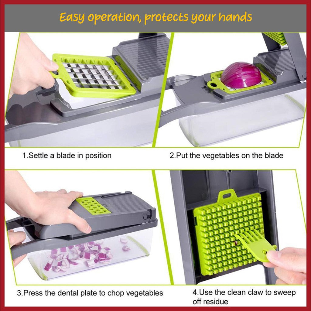 [SG Stock] 13 in 1 Multi-Functional Food Chopper Vegetable Cutter Garlic Chopper Dicer Grater Mandoline Slicer