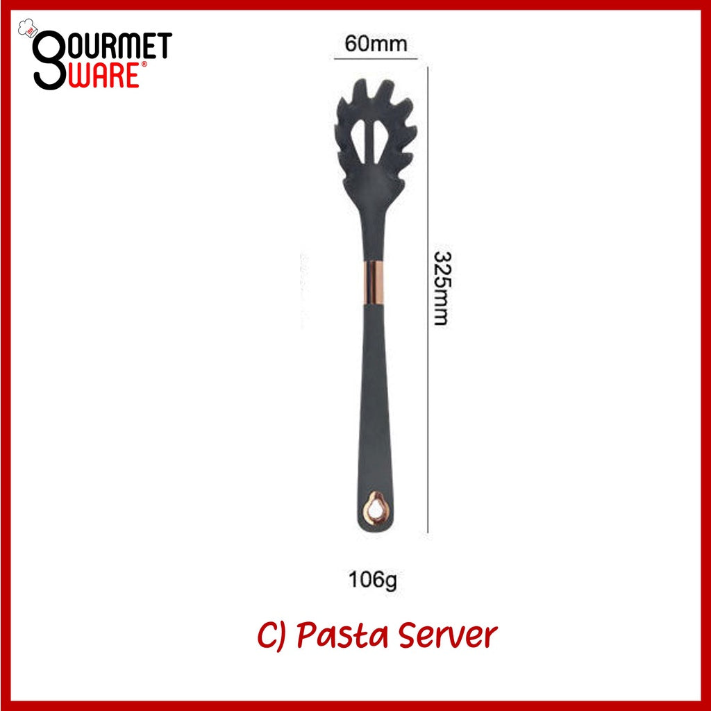[SG Stock] Rose Gold rim Silicon Kitchen Utensil Set | Non-Stick | Heat Resistant Cookware
