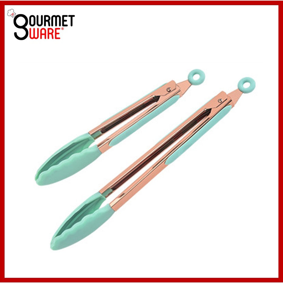 [SG Stock] Premium Rose Gold Kitchen Tongs | BPA Free Non-Stick Silicone Food Tong | Stainless Steel Rust Proof Cooking
