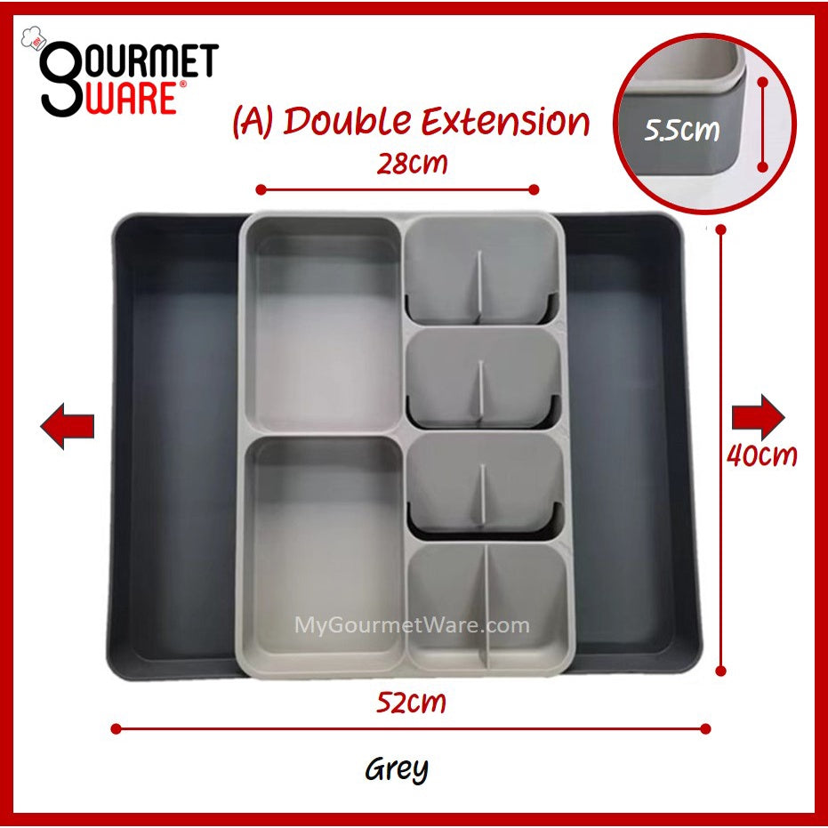 [SG Stock] Expandable Kitchen Drawer Organiser Tray | Cutlery Holder Utensils Organizer | Fork Spoon Knives Storage