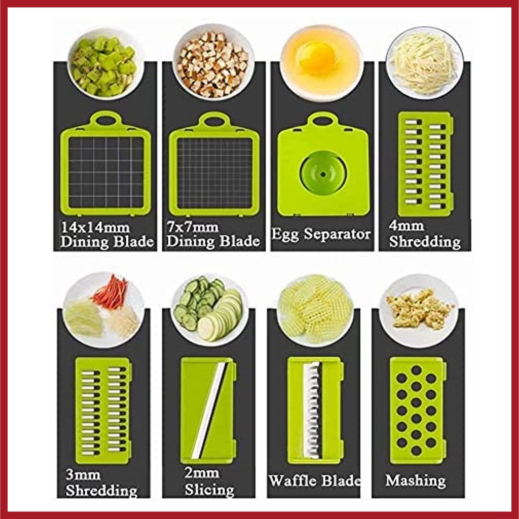 [SG Stock] 13 in 1 Multi-Functional Food Chopper Vegetable Cutter Garlic Chopper Dicer Grater Mandoline Slicer