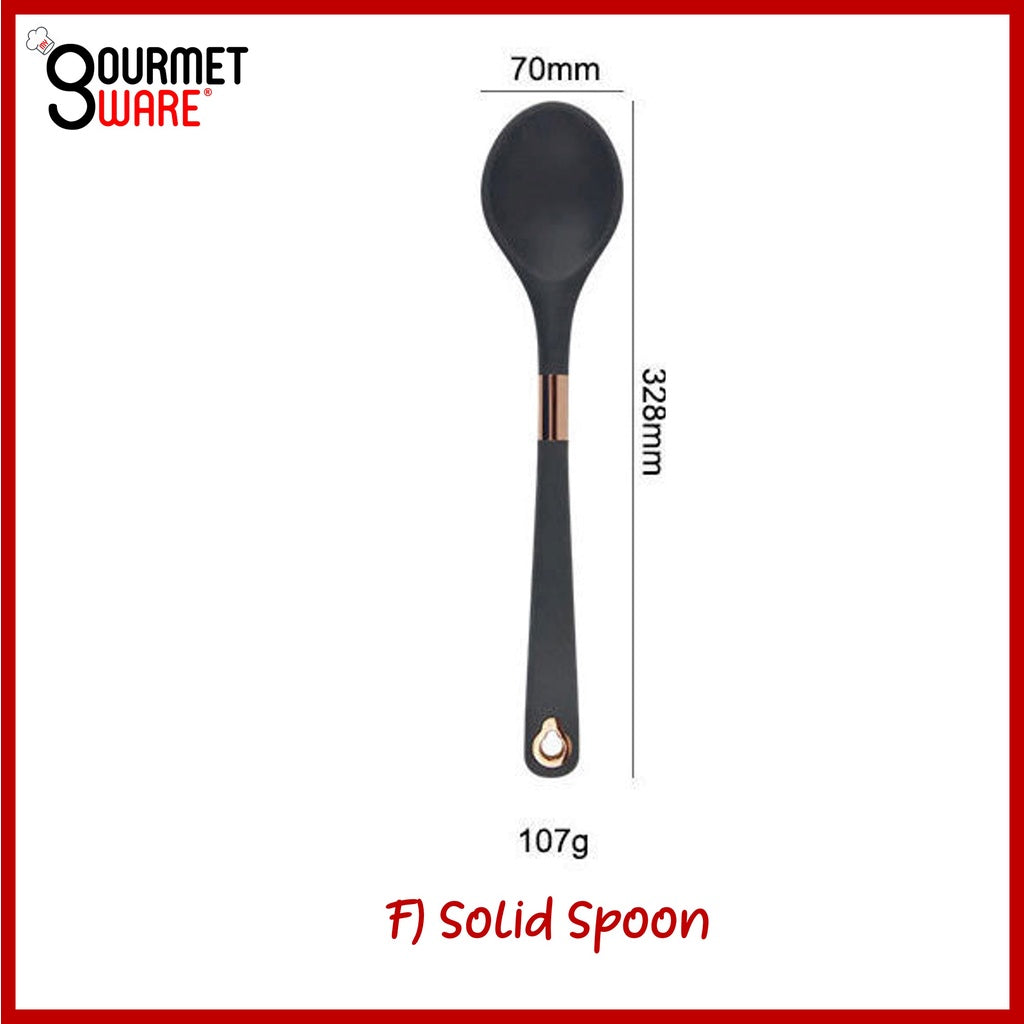 [SG Stock] Rose Gold rim Silicon Kitchen Utensil Set | Non-Stick | Heat Resistant Cookware