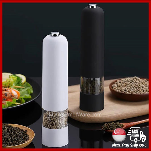 [SG Stock] Pepper Grinder Mill Adjustable Electric Automatic Salt Spice Herbs Easy Clean with LED Light Ceramic Core