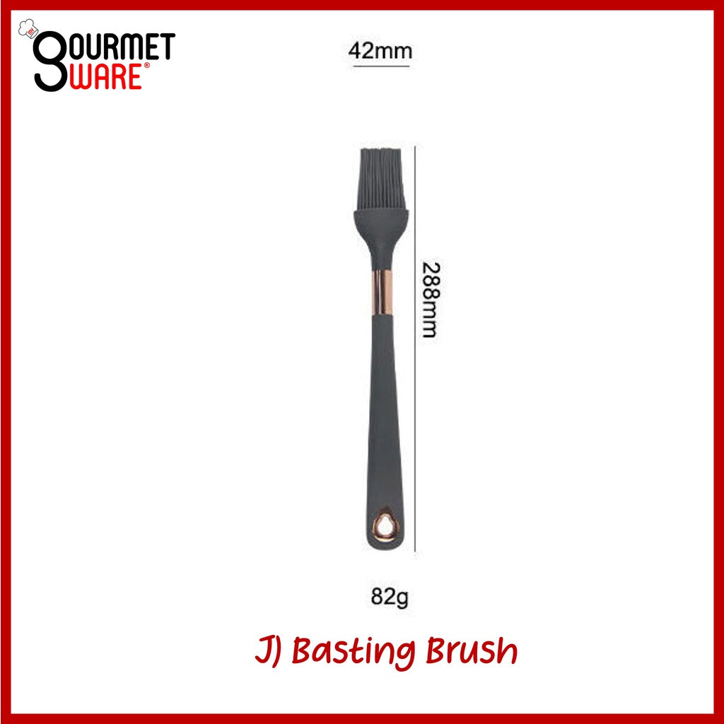 [SG Stock] Rose Gold rim Silicon Kitchen Utensil Set | Non-Stick | Heat Resistant Cookware