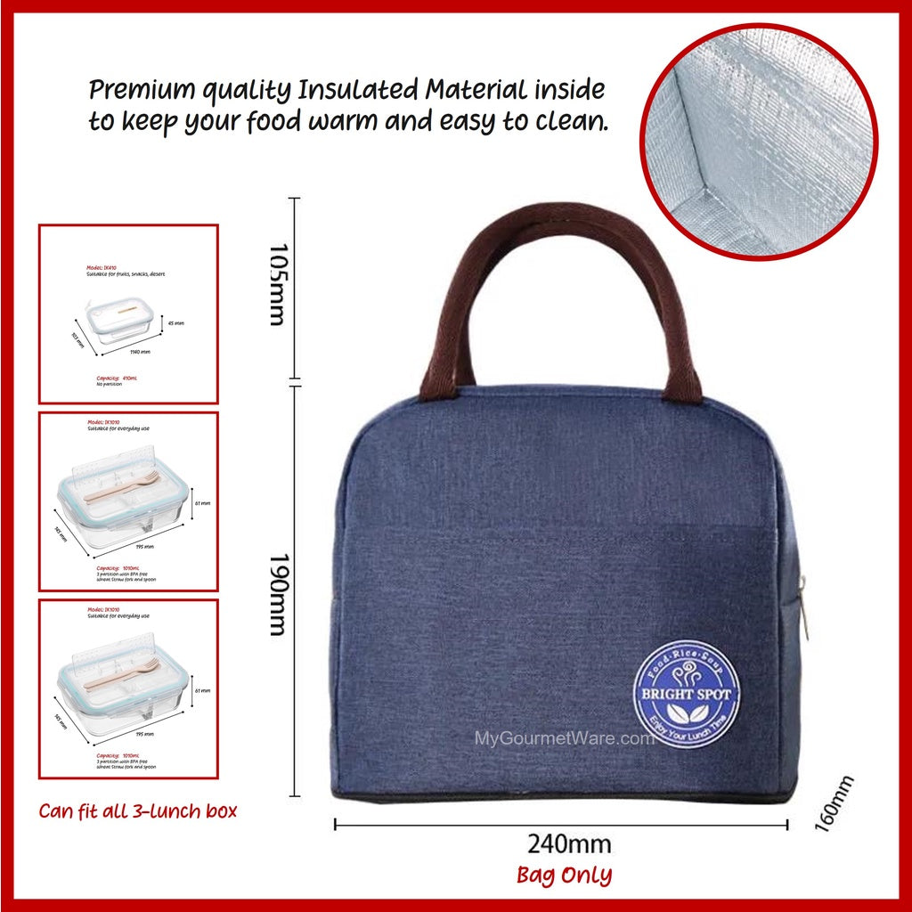 [SG Stock] Glass Lunch Box with Cutlery Storage | BPA Free and Leak Proof | Meal Prep Bento Box | Microwave Safe