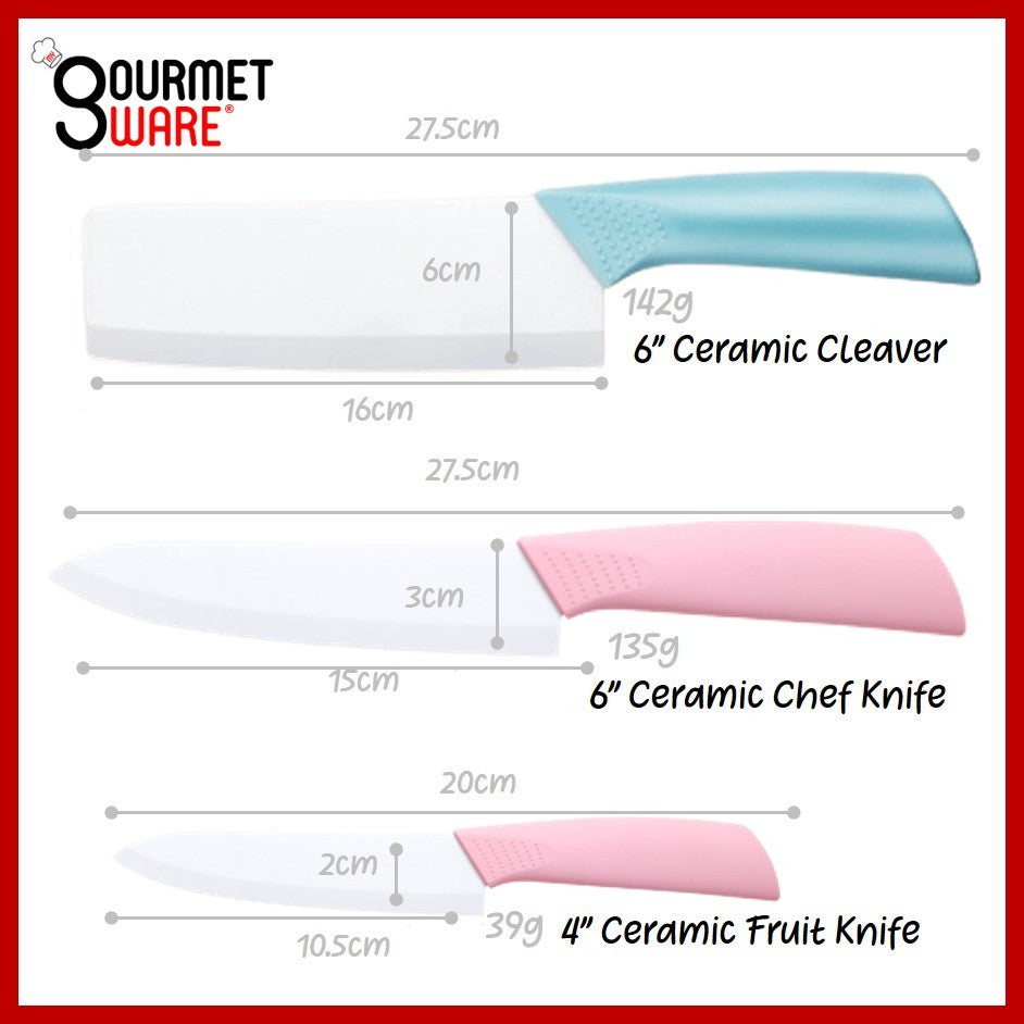 [SG Stock] 6 and 4 inch Ceramic Kitchen Knife with Anti Slip Grip | Ceramic Chef Knife | Fruit Knife