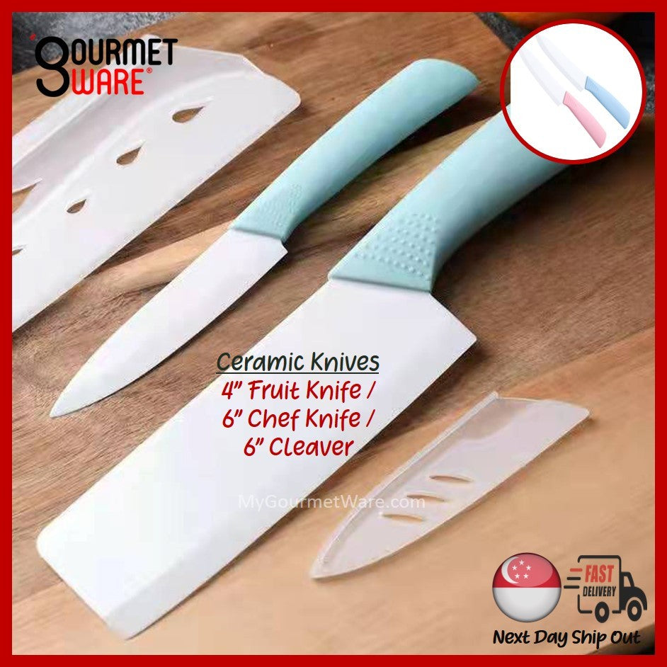 [SG Stock] 6 and 4 inch Ceramic Kitchen Knife with Anti Slip Grip | Ceramic Chef Knife | Fruit Knife