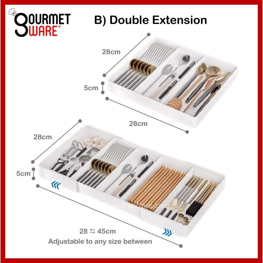 [SG Stock] Extendable Organizer | Cutlery Drawer Utensil Organizer | Adjustable Tray for Kitchen Pantry Study and Makeup