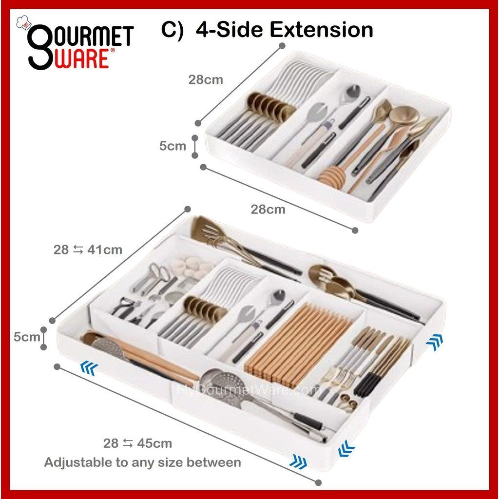 [SG Stock] Extendable Organizer | Cutlery Drawer Utensil Organizer | Adjustable Tray for Kitchen Pantry Study and Makeup