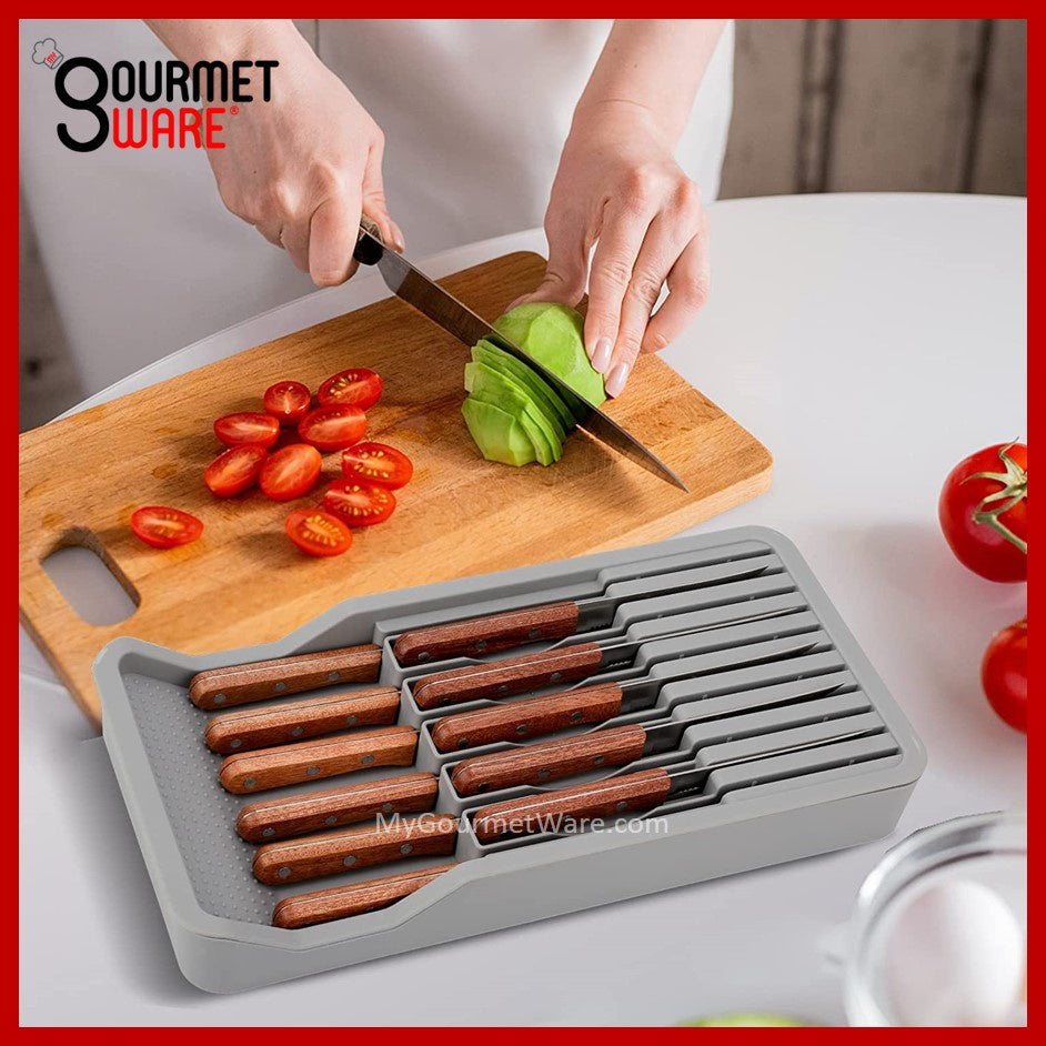[SG Stock] XL Knife Drawer Storage | Kitchen Knife Block | Cutlery Organiser and Knives Storage Tray