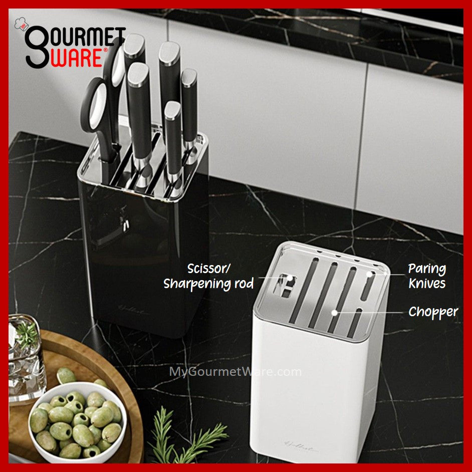 [SG Stock] Kitchen Knife Block | Knife Rack l Space Saving Knife Holder | Knives Storage| Black White Knife Rest
