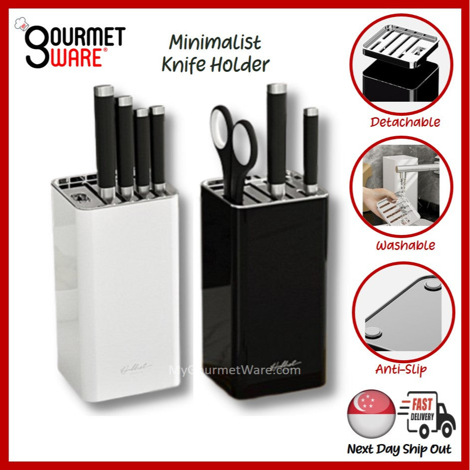 [SG Stock] Kitchen Knife Block | Knife Rack l Space Saving Knife Holder | Knives Storage| Black White Knife Rest