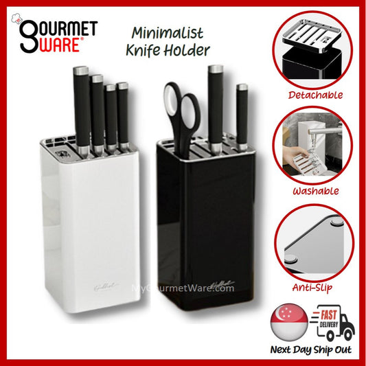 [SG Stock] Kitchen Knife Block | Knife Rack l Space Saving Knife Holder | Knives Storage| Black White Knife Rest