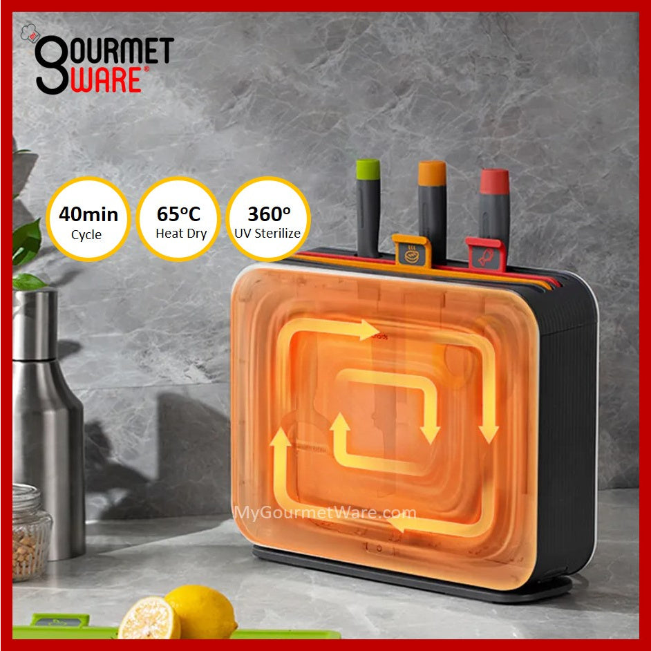[SG Stock] 6 in 1 UV+HEAT Dry Disinfecting Steriliser Cutting Board and Knife Rack Set by Morphy Richards (New Model)