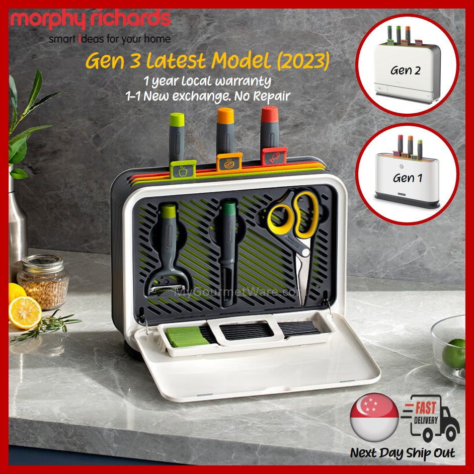 [SG Stock] 6 in 1 UV+HEAT Dry Disinfecting Steriliser Cutting Board and Knife Rack Set by Morphy Richards (New Model)